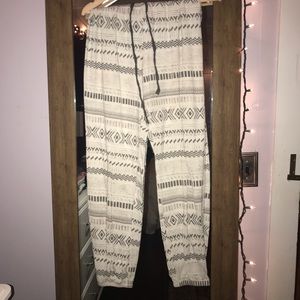 White and gray baggy pajama pants